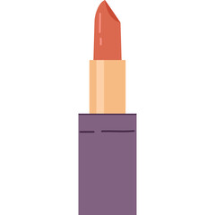 Close Up Of A Coral Lipstick With A Purple Case And Gold Accent Isolated On A Transparent Background