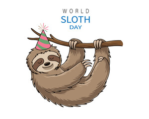 International sloth day banner concept vector