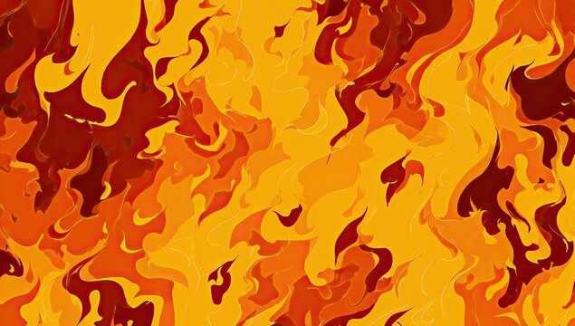 Animated, stylized depiction of fire with swirling orange, yellow, and red flames