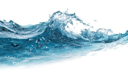 Blue water waves against white background