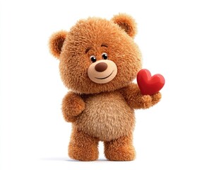 Obraz premium Cute teddy bear holding a heart (1)