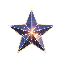 Radiant Solar Power Star on transparent background