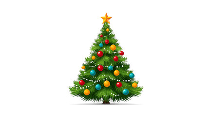 Obraz premium Christmas tree vector graphic with ornaments and star decoration art
