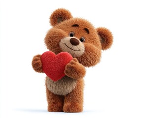 Fototapeta premium Cute teddy bear holding a heart (3)