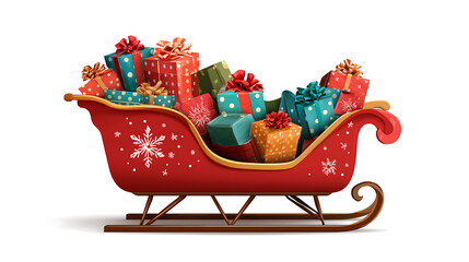Christmas gifts in santa sleigh holiday presents festive season vector