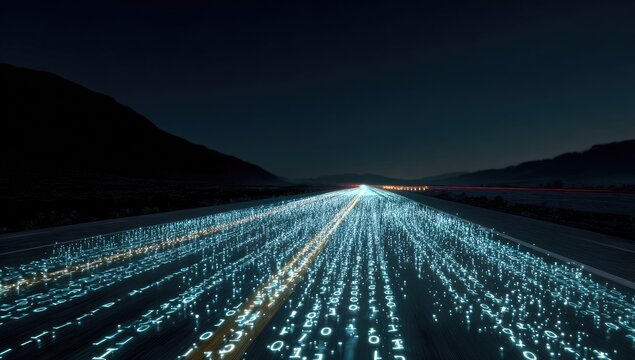 Digital highway at night - Powered by Adobe