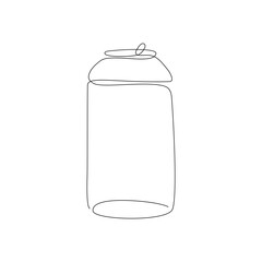 Continuous line drawing of Soda Can on white background.