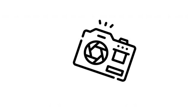 Black line drawing of a digital camera icon perfect for websites, apps, photography blogs, and social media posts. Great for techrelated projects.
