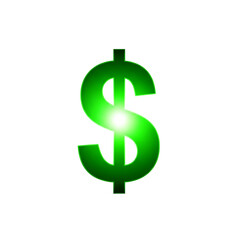 Obraz premium Green Dollar Symbol on transparent background