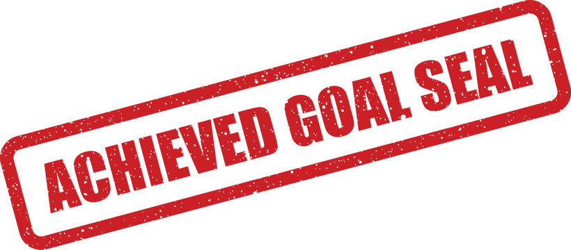 Distressed achieved goal seal stamp with rounded corners and speckled effect