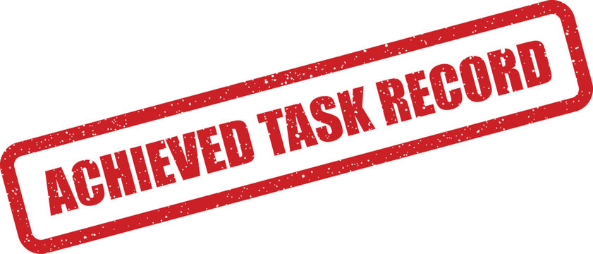 Distressed achieved task record rubber stamp illustration, slanted for vintage effect resources