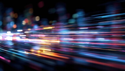 Abstract vibrant motion blur of city lights