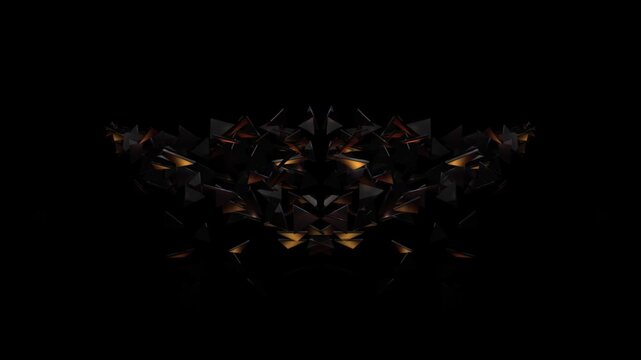 Animation with Triangles Converging and Dispersing on alpha channel best fot title reveal  on transparent background