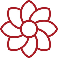 Obraz premium Vector outline icon of a Dahlia flower, red line art