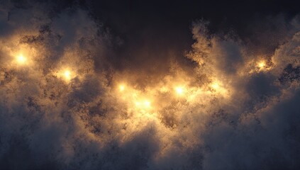 Cloudy sky with glowing lights