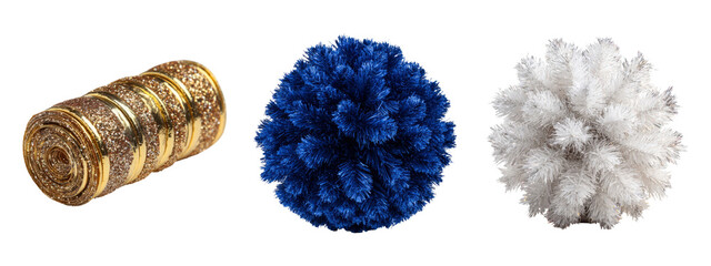 Colorful Decorative Pom Poms Isolated on Transparent Background