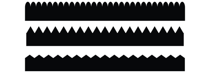 Set of scalloped borders, scalloped border set, scalloped border edge set