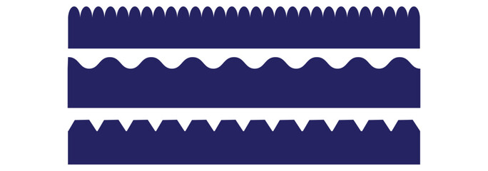 Set of scalloped borders, scalloped border set, scalloped border edge set