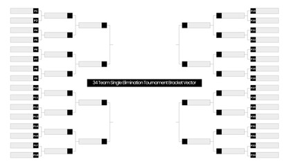 Modern 34 Player Sports Competition Bracket Template © Muhammad
