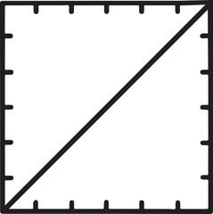 Square Grid Graph with Diagonal Line. Vector Graphic for Linear Function, Math, Data Analysis, Slope Calculation, or Statistical Chart.