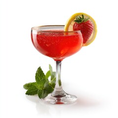 Glass of Strawberry mojito cocktail isolated on white background mojito mojito