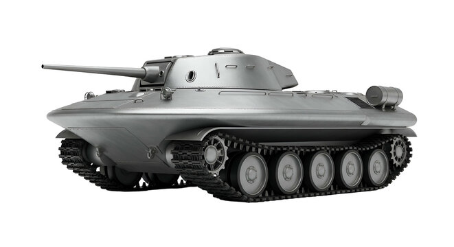 Sleek silver futuristic tank with curved armor & detailed tracks