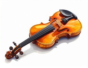 Fototapeta premium Classic wooden violin with rich brown finish black fingerboard and carved f-holes for editorial music education classical instrument craftsmanship and artistic expression-themed visuals