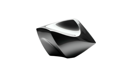 Abstract chrome sculpture with curves, illuminated