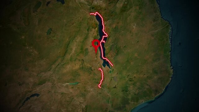 Minimalist Malawi Country Outline Map Animation