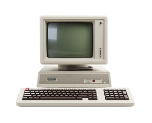 Vintage beige computer, monitor, keyboard