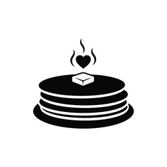 Stack of pancakes with butter and heart steam vector