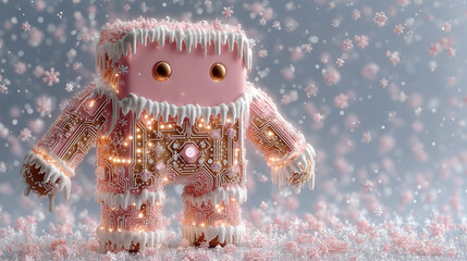 christmas , half gingerbread half robot