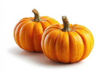 Obraz premium Two small pumpkins against white