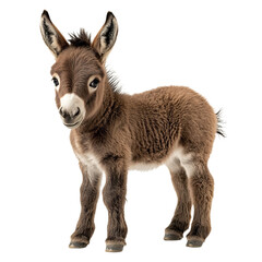 Fototapeta premium Angular view full body shot of a baby donkey studio shot isolated on a white transparent background