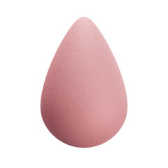 Rose Pink Teardrop Shaped Makeup Sponge with Speckled Texture Isolated on Transparent Background