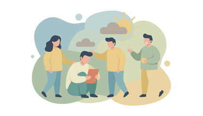 People supporting each other overcoming challenges for mental wellness and collaboration