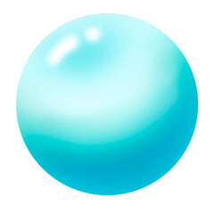 A bright blue glossy ball is shining likes crystal ball with transparent background.
