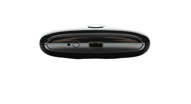 Black device with ports on rounded top