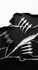 Abstract Claw Marks on Torn Paper - A Study in Contrast and Texture.