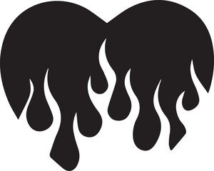 Melting Heart Silhouette – Black Dripping Symbol of Emotional Intensity and Transformation