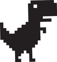 Fototapeta premium Pixel Dinosaur Icon – Retro T-Rex Silhouette in 8-Bit Style for Offline and Tech Themes