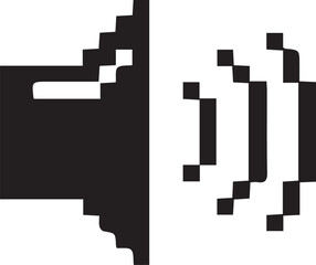 Pixel Speaker Icon &ndash; Audio Symbol with Sound Waves for UI and Media Design