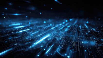 Obraz premium Abstract digital circuit board. Intense blue glow