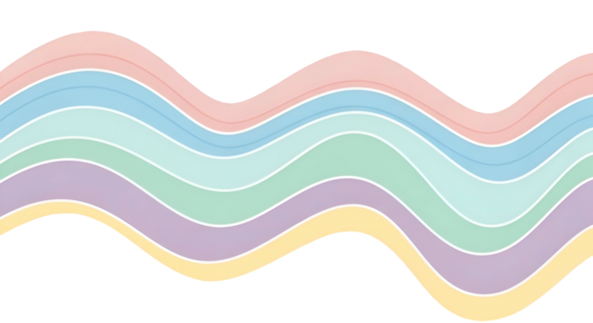 Wavy, pastel-colored layered abstract art on black background - Powered by Adobe