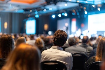 Large conference audience listening to a speaker
