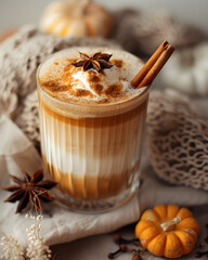 Pumpkin Spice Latte with Cinnamon and Star Anise