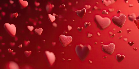Red hearts floating in a soft gradient background