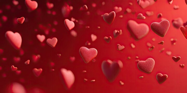 Red hearts floating in a soft gradient background - Powered by Adobe