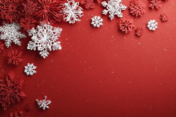 Festive snowflake border on red background (1)