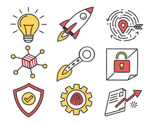 Collection of business strategy icons